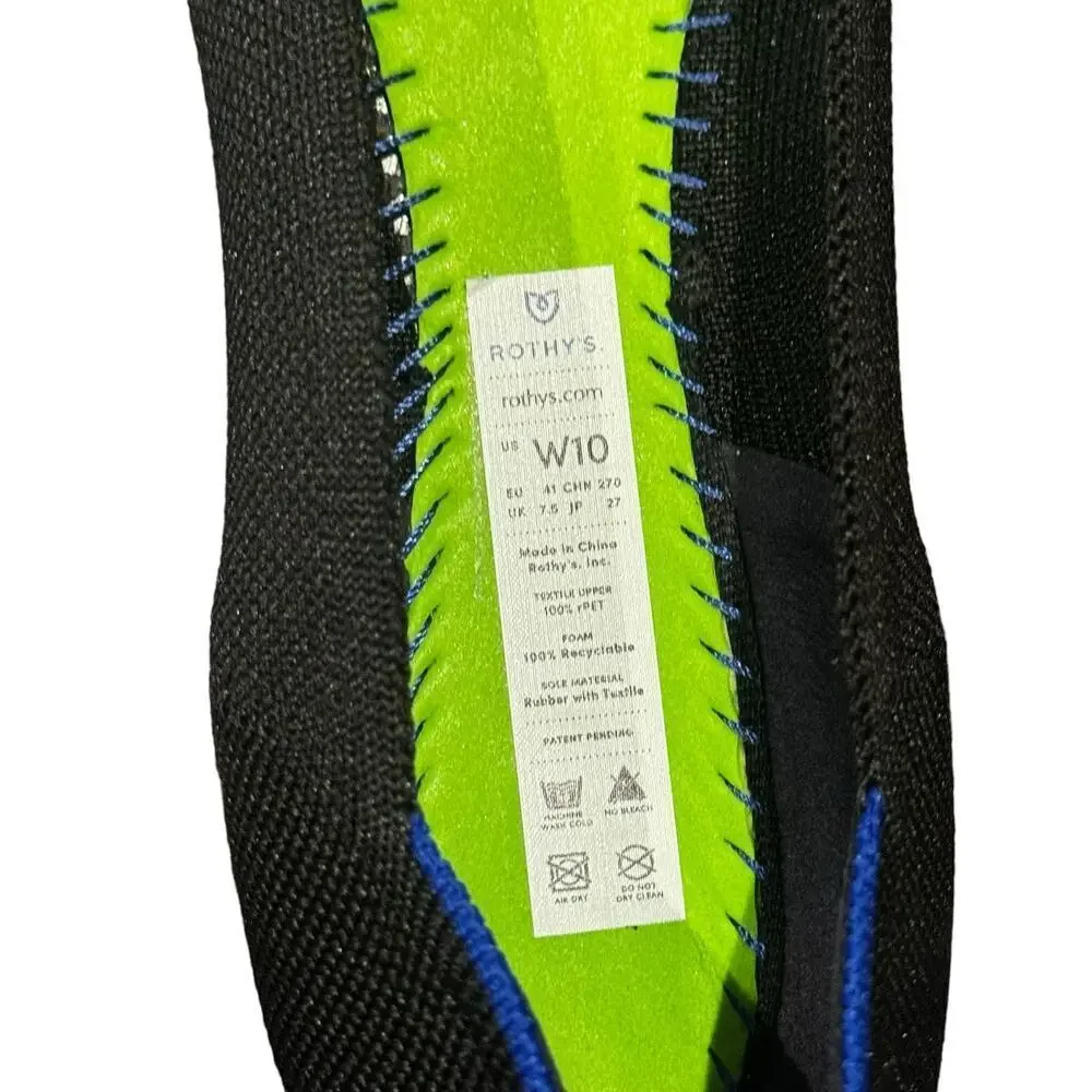 Rothy's The Point Ballet Flat Slip-On Lightweight Black Size 10 NWOB